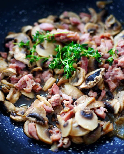 Poêlée de champignons & de lardons